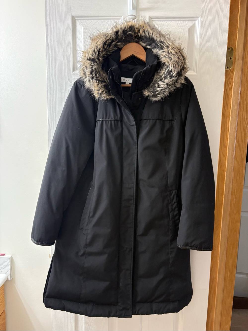 Cleo Black Faux-Fur Trim Hooded Winter Coat
